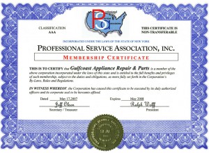 Our PSA License Gulfcoast Appliance Repair PSA License